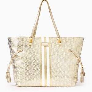 Lilly Pulitzer Mizner Gold Tote Bag